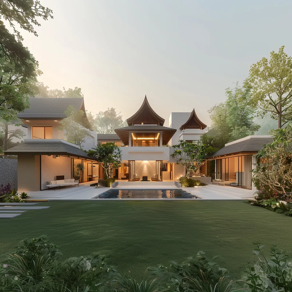 ภาพจำลองแนวทางการออกแบบ ไทยประยุกต์ สองชั้น