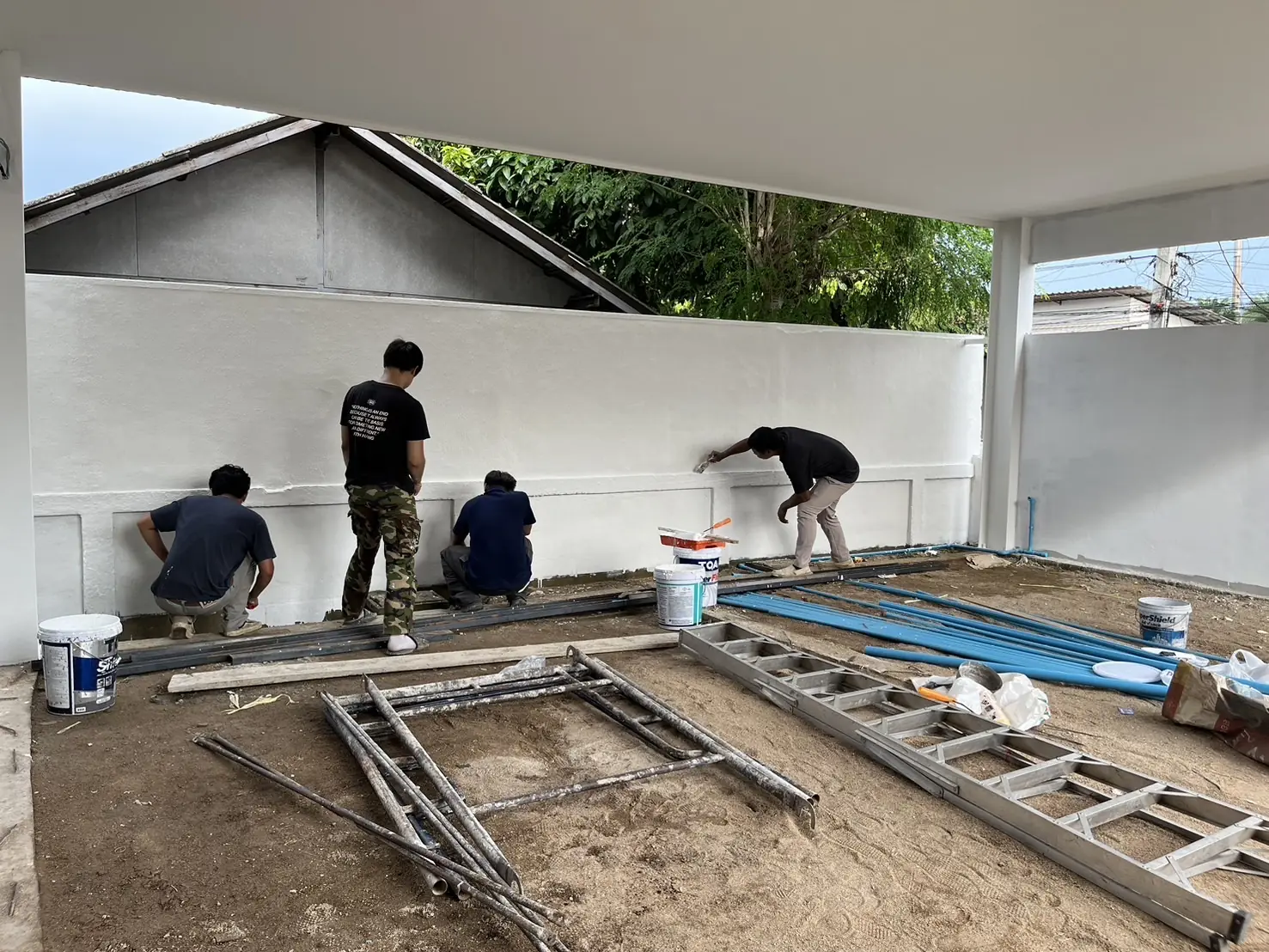 ฉาบผนังห้องชั้นบน